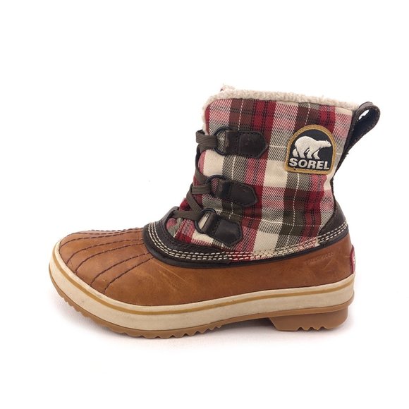 Sorel Tivoli Plaid Waterproof Winter Boots 6 - Picture 1 of 12
